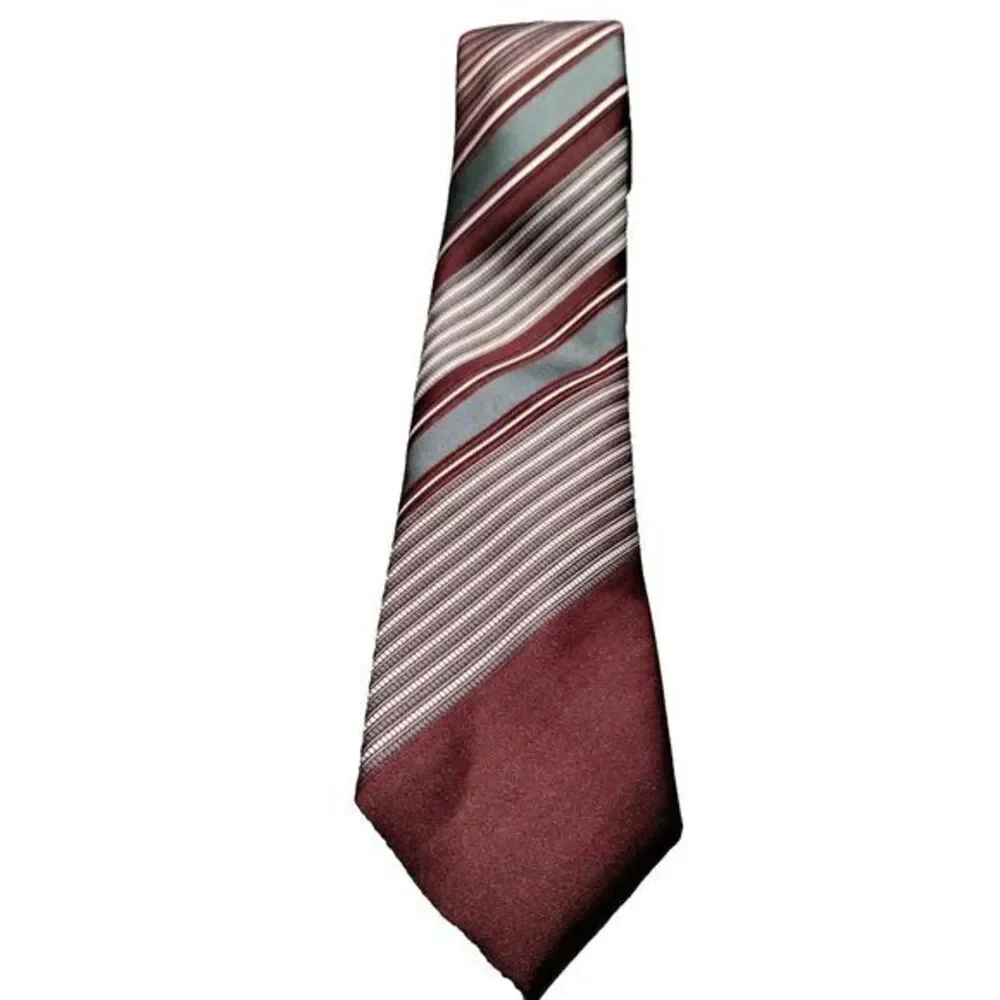 PAULINE TRIGÈRE Necktie-Imported Polyester Wine & Gray REPP Suit Neck Tie‎ 56